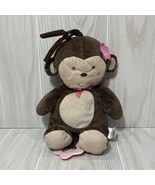 Carters Just One You Musical Plush Monkey Brown Pink Flower hangs Rock a... - £19.40 GBP