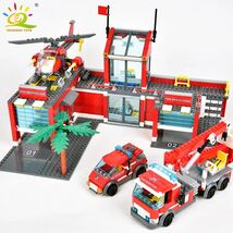 756pcs Fire Station Model Building Blocks Truck Helicopter Firefighter B... - $79.99