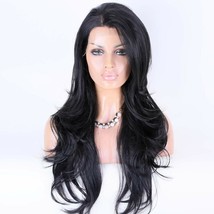 Long Natural Wavy Wigs Synthetic Lace Front Wigs 22&quot; For Women Imported HD Lace - £29.67 GBP