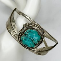 Vintage Silver Tone Chunky Turquoise and Feather Cuff Bracelet - £100.85 GBP