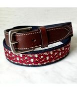 Vineyard Vines Pizza Beer Wings Maroon Canvas Club Belt - Men&#39;s 41&quot; Long - €32,58 EUR
