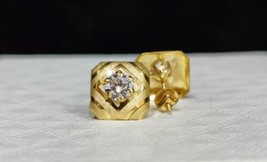 0.50Ct Runde Solitaire Cubic Zirkonia Diamant Ohrstecker 18k Massiv Gelbgold - £151.94 GBP