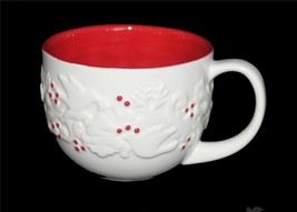 Starbucks 2008 Red Holly Berries Embossed Trees Doves Deer Large Short M... - $19.99
