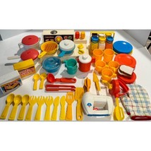 Vintage Fisher-Price 1978 Stove Top Toy Range Glow Magic Burners #919 & Dish Set - $58.49