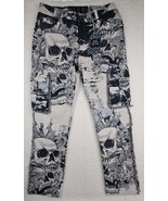 Rebel Vengeance Skull Print Tapestry Goth Cargo Pants Mens 28 Fringe On ... - $1,293.97 MXN
