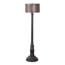 Irvins Country Tinware Brinton Floor Lamp in Rustic Black with Metal Drum Shade - £592.46 GBP