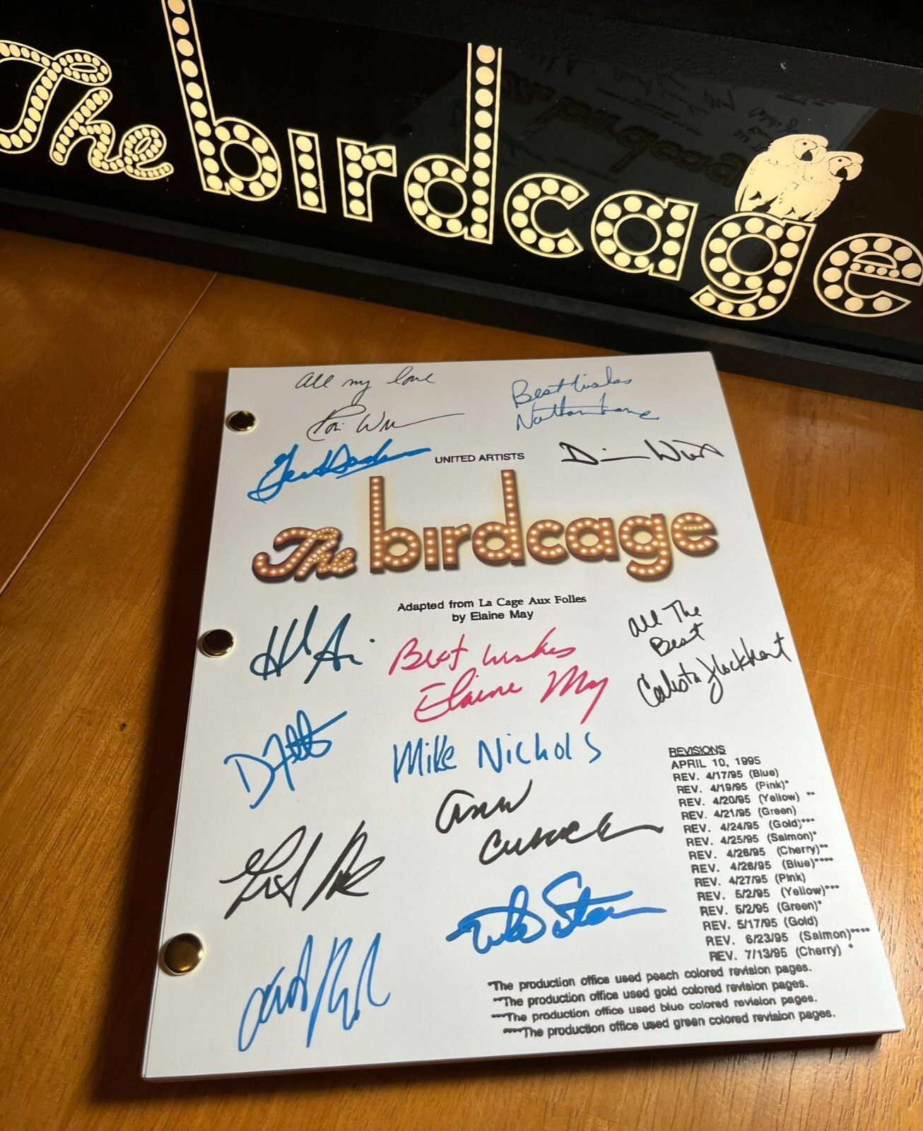 The Birdcage Script Signed- Autograph Reprints- 123 Pages - $24.99