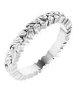 14K White Gold Nature-Inspired Leaf Wedding Band Size 7 - $895.00