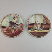 Cat Plate Set Christine Wilson Edwin Knowle Pussy Footing Around Wall Decor Pair - £10.59 GBP