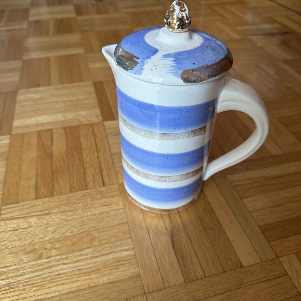 Suite One Studio ANTHROPOLOGIE French Press MIMIRA Blue Gold, fair condition! - $37.18
