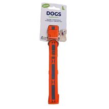 Orange Neon Dog Bone Pattern Dog Collar Medium Size Breeds 12 to 19 Inch... - $8.89