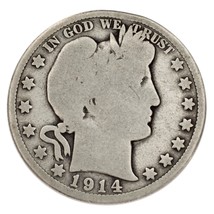 1914 Argento Barber Mezzo Dollaro 50C ( Buono, G Condizioni) Naturale Colore - £98.54 GBP