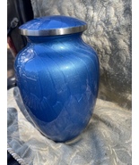 Ocean Blue Lacquered on Brass Adult Cremation Urn Ashes - $119.00