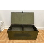 Vintage Military FOOT LOCKER w Tray Wood Trunk chest flat top storage gr... - £98.29 GBP