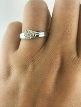 0.22 Ct Round Cut Diamond Halo Engagement Wedding Ring 14K Gold Plated - £88.73 GBP