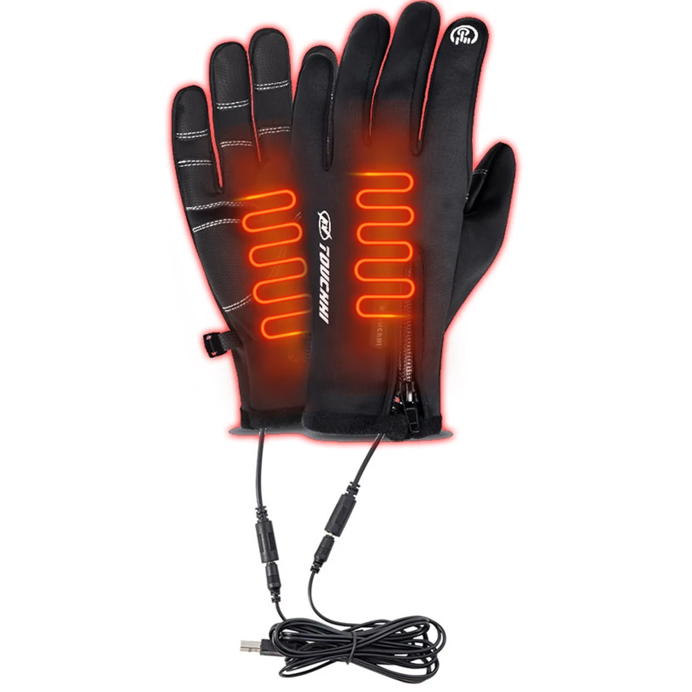 USB Touch Screen Gloves Heated Motorcycle Gloves Heating Thermal Gloves for - £16.68 GBP+