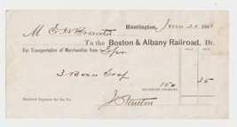 Vintage 1868 Boston &amp; Albany Railroad Receipt - $4.00