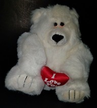 VTG I Love You White Polar Bear Plush Teddy 9" Toy Fiesta 1989 Valentine's Day - $24.70