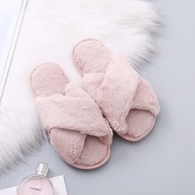 Winter Women House Fuzzy Slippers Faux  Warm Flat Shoes For Girls Anti-slip Cozy - £19.77 GBP