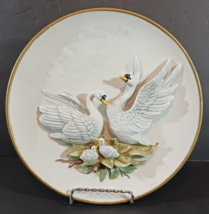 3D SWAN PLATE Hand Painted 8 1/4” Wall Hanging ARDALT Japan LENWILE CHIN... - $19.79