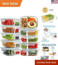 Durable 2-Compartment Glass Lunch Containers - Dishwasher &amp; Microwave Safe - €55,65 EUR