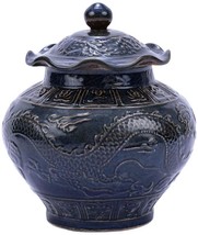 Jar Vase Dragon Lotus Flower Colors May Vary Rust Charcoal Variable Porcelain - £307.34 GBP