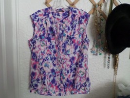 Violet + Claire Splatter Print Sleeveless Blouse Size Large - £14.09 GBP