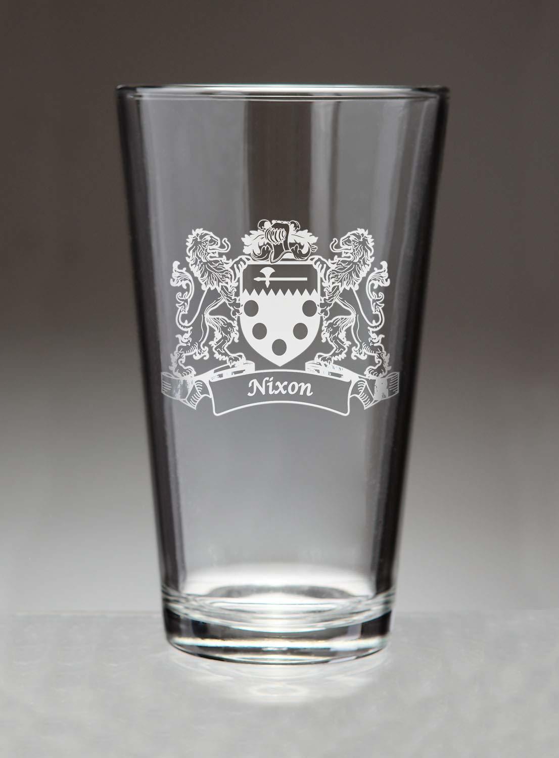 Nixon Irish Coat of Arms Pint Glasses (Sand Etched)