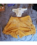NWT LOT Foverever 21 Velvet Shorts w/ Bikini Panties Set Yellow Cream Go... - $20.77 CAD