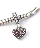 Authentic PANDORA Sterling Silver Pave Heart Red CZ Charm 791023CZR New - $38.94