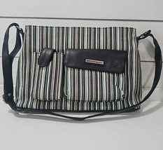 Vtg Longaberger Purse Blue Stripes Adjustable Straps Pockets Handbag Tote  - $14.84