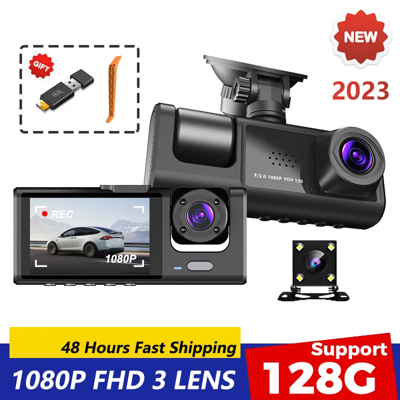 FHD 1080P Car Video Recorder 3 in 1 Dash Cam  Car DVR Dashcam Rear View Camera - £32.91 GBP+