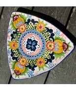Talavera Plate Triangle Floral Mexican Pottery Folk Art 10&quot; Sebastian Ha... - £12.81 GBP