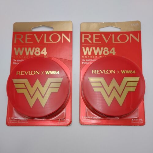 LOT OF 2 Revlon x WW84 Wonder Woman 3x & Normal Zoom Mirror Compact New READ - £10.89 GBP