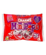 Charms Mini Pops  VALENTINES CHERRY Lollipops With Messages. 35 Count   - $12.99