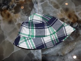 Janie and Jack Layette Green/Blue/White Plaid Bucket Hat Size 6/12 Month... - $13.14