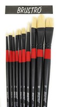 Set of 10 BRUSTRO Artists’ White Bristle Brushes Oil Acrylic Art Craft K... - $26.59