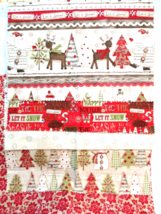 Fabric SPX &quot;Holiday Stitches&quot; CHRISTMAS 6 Pc Sampler Santa Music Red/Tan $5.95 - £4.67 GBP