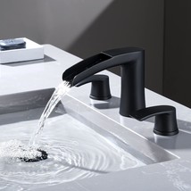 Matte Black Waterfall Bathroom Faucets: Widespread Bathroom Sink Faucet With - £78.68 GBP