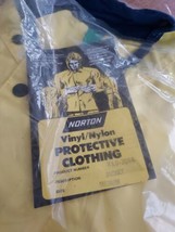 NEW OLD STOCK Safety Rain Coat Yellow Rain Jacket Hood Vinyl Nylon - Size M - $18.69