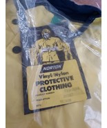 NEW OLD STOCK Safety Rain Coat Yellow Rain Jacket Hood Vinyl Nylon - Size M - €16,23 EUR