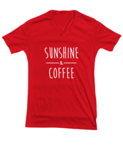 Funny TShirt Sunshine &amp; Coffee Red-V-Tee  - £17.54 GBP