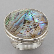 Retired Silpada Bold Sterling Abalone Doublet Classic Rock Ring R2760 Size 8 - $49.99