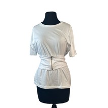 Monrow White Size Small Self Belted Waist Wrap TShirt New - £14.92 GBP