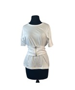 Monrow White Size Small Self Belted Waist Wrap TShirt New - £14.70 GBP