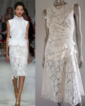 $3,800 New Oscar De La Renta Stunning Ivory White Floral Guipure Lace Dress 0 - £643.05 GBP