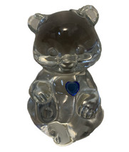 Fenton Art Glass Birthday Bear Figure September Blue Sapphire Heart Paperweight - £22.04 GBP