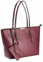 Hilary Radley Leather Jane Tote with 1 Removable Pouch, Bordeaux - $33.00