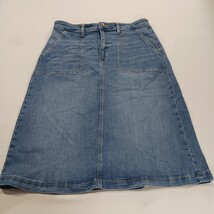 St. John’s Bay Women's Blue Cotton Blend Rear Slit Denim Skirt Pockets Size 14 image 12