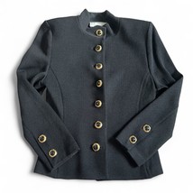 Vintage St. John Women’s Jacket Black Santana Knit Sz 2 Gold Buttons Ele... - $148.45